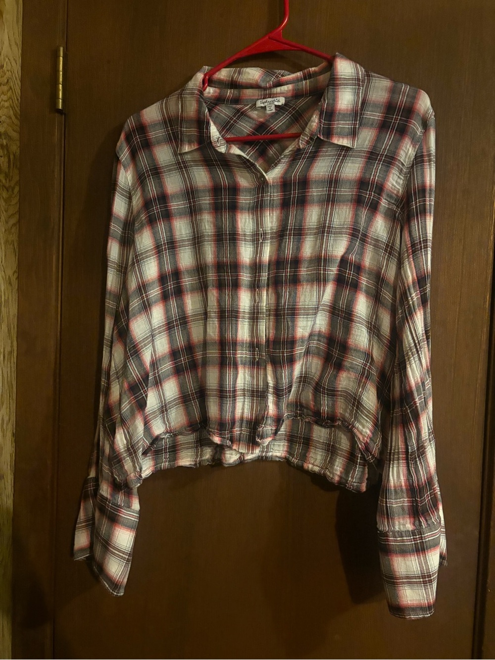 Splendid Plaid Button-Down Shirt in Red, Black & White